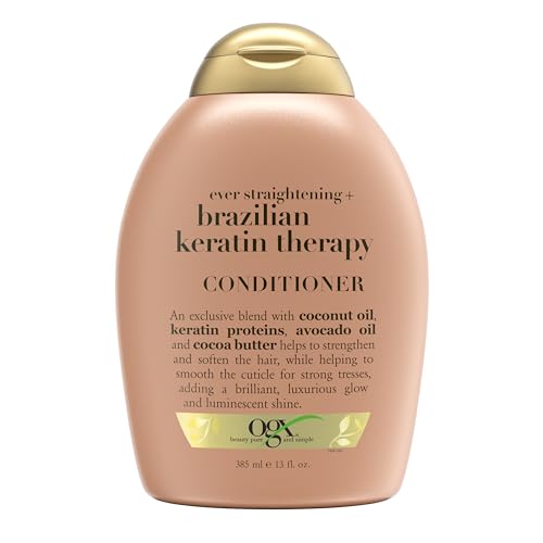OGX Brazilian Keratin Therapy Shampoo for Shiny Hair, Sulfate-Free, with Coconut Oil and Avocado Oil, 13 Fl Oz